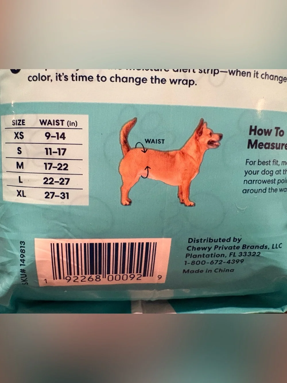 3 packages -12 in ea (36total)Chewy Disposable Male Dog Wraps - Extra Large